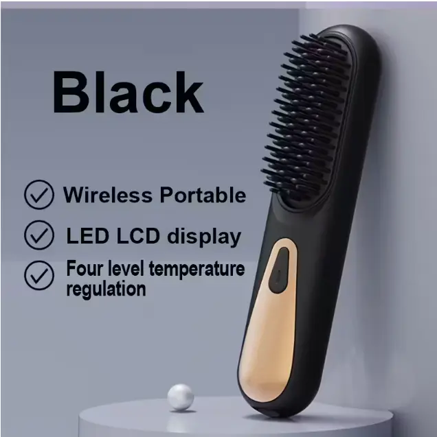 Cordless Hair Straightener Brush for Women - Rapid, Lightweight USB Rechargeable with Type-C, Anti-Scald & Auto Shut-Off, Thermostatic Control, Lithium Battery, Wet/Dry Use, 59.06inch Cord Length, Automatic Power-Off, Hair Straightener for Wet Hair, Sleek Design, Durable Construction