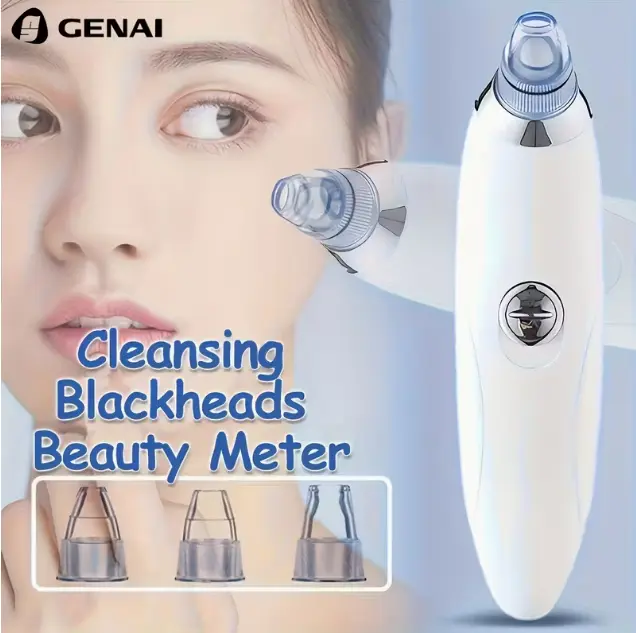 GENAI Blackhead clean Beauty Meter - Portable Facial Pore Cleaner with 4 Probes, Gentle and Safe Cleansing for Men and Women, Battery-Operated (Batteries Not Included)